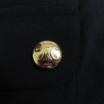 Celine 2r68g865c Triomphe Viscose Sable Workwear Dress Black 40 Women