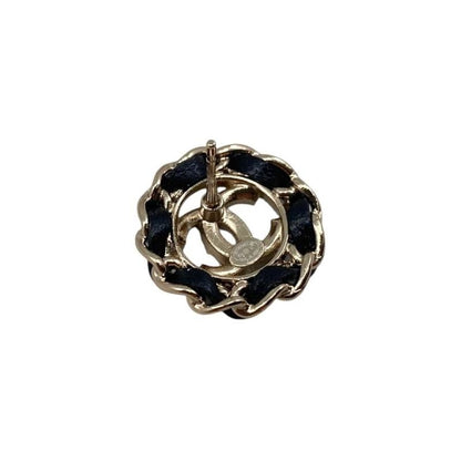 Chanel Earrings Coco Rhinestones Ab8297-B08169-Ni211 Lambskin Metal Circle Gold