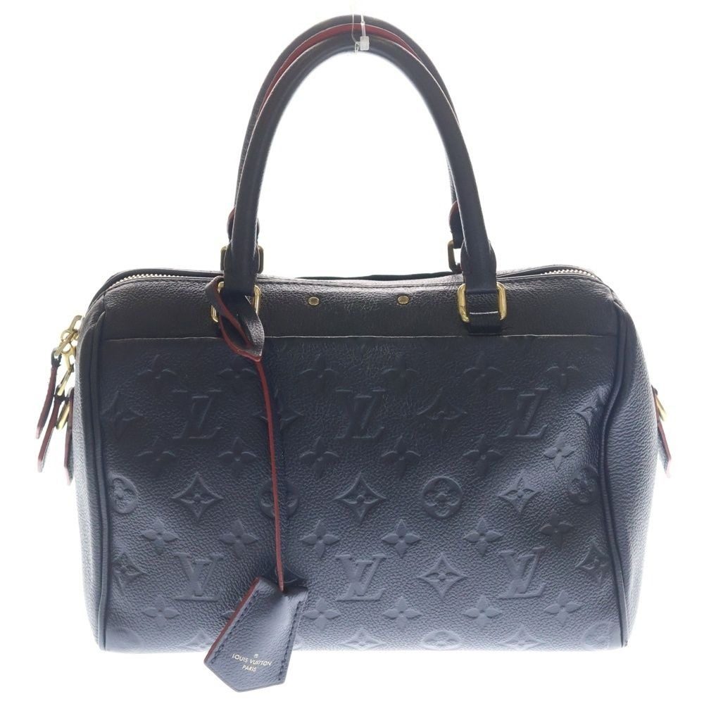 Louis Vuitton Speedy Bandouliere 25 2-Way Shoulder Bag Red Navy Leather Gold