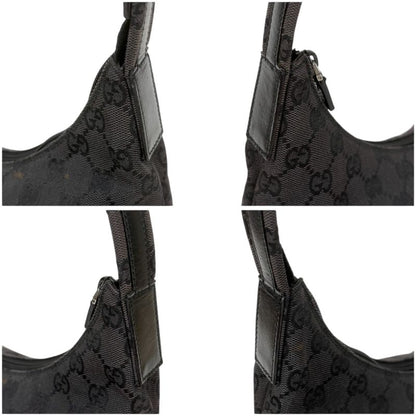 Gucci One Shoulder Bag GG Canvas Black Hobo Soho