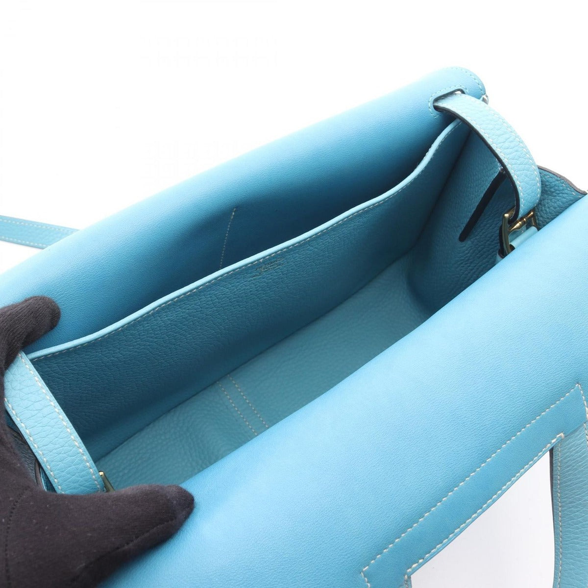Hermes Handbag Halzan 31 Blue Atoll Leather Blue-at-le — view 3