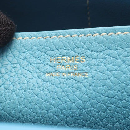 Hermes Handbag Halzan 31 Blue Atoll Leather Blue-at-le — view 4