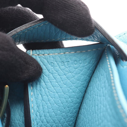 Hermes Handbag Halzan 31 Blue Atoll Leather Blue-at-le — view 5
