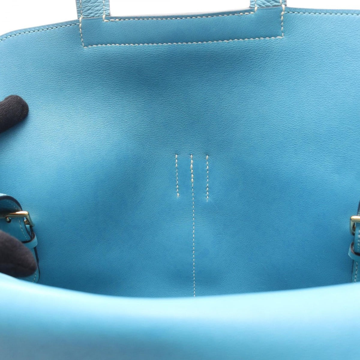 Hermes Handbag Halzan 31 Blue Atoll Leather Blue-at-le — view 6