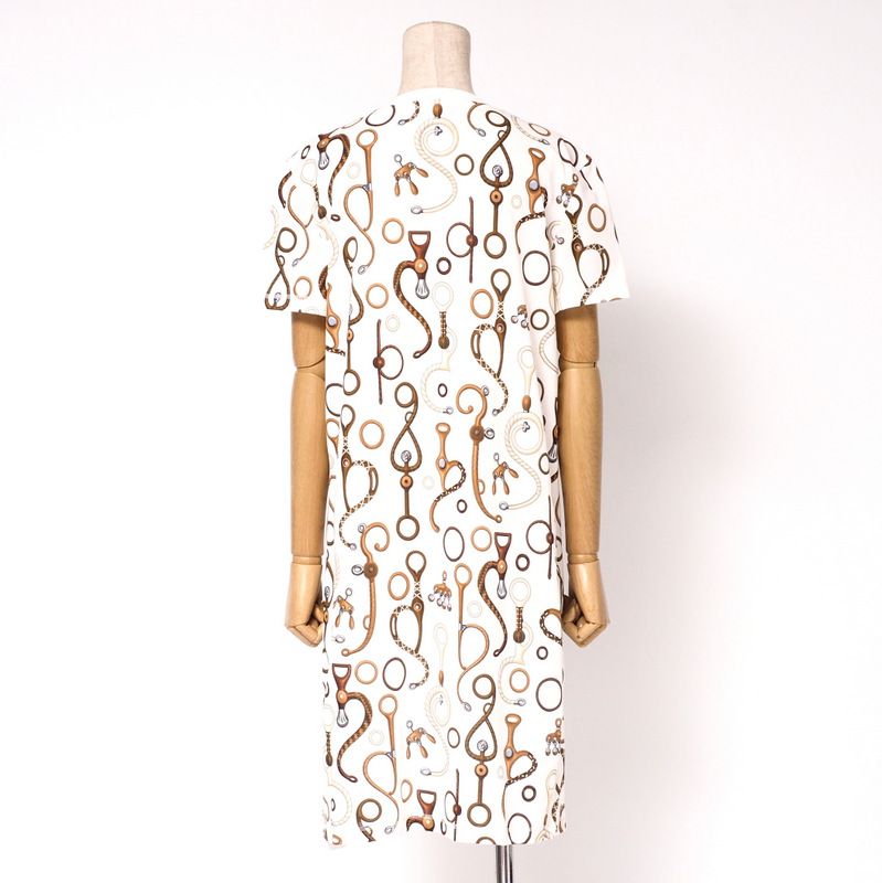 2024ssHermes Dress Size 40 Panoply De Cuir Deer Print Dress Made In