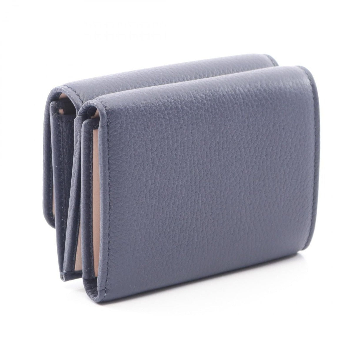 Bvlgari Trifold Wallet Navy Beige Leather — view 2