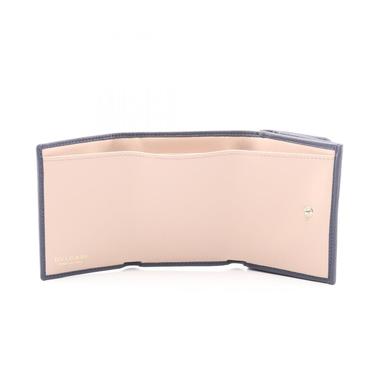 Bvlgari Trifold Wallet Navy Beige Leather — view 3