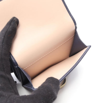 Bvlgari Trifold Wallet Navy Beige Leather — view 4