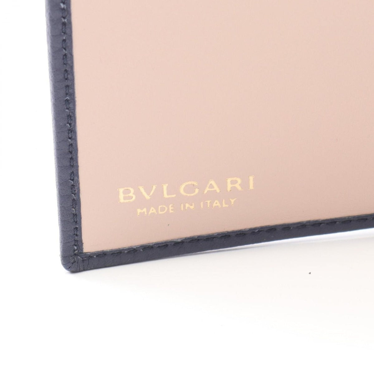 Bvlgari Trifold Wallet Navy Beige Leather — view 5