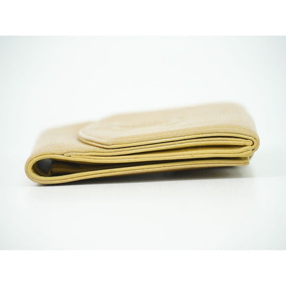Chanel CC Logo Bifold Wallet Compact Caviar Leather Beige — view 4