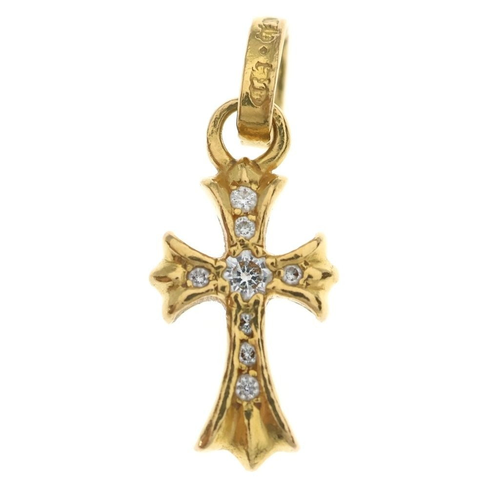 Chrome Hearts 22k Crs Bbyfat P Dia Baby Fat Cross Pave Diamond Pendant Top Gold
