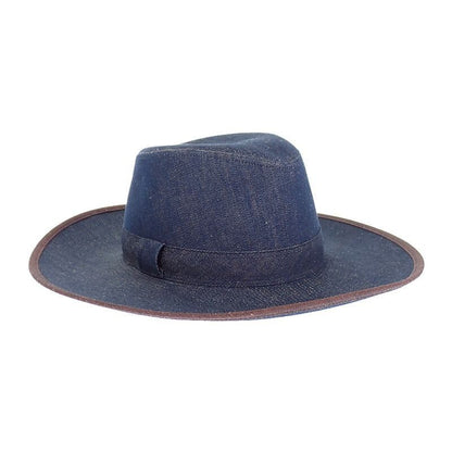 Hermes Wide Brim Hat Cotton Linen Indigo Blue 57 Travel Sea Resort