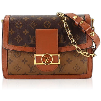 Louis Vuitton Monogram Reverse Dauphine MM Shoulder Bag Brown