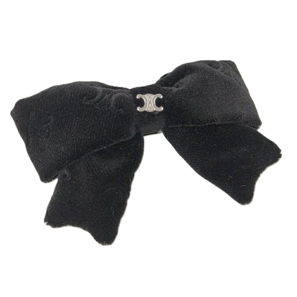 Celine Barrette Ribbon Velour Black Shoulder Bag
