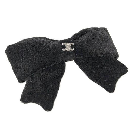 Celine Barrette Ribbon Velour Black Shoulder Bag