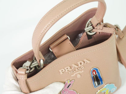 Authentic Prada Pannier Small 2WAY Shoulder Bag Handbag Pochette Leather Pink