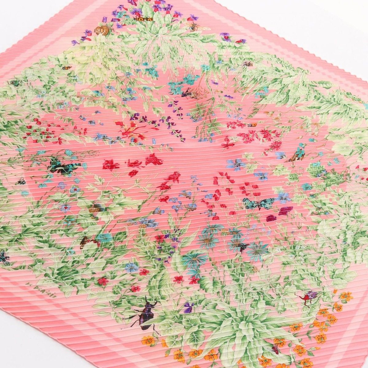 Hermes Scarf Carre Plisse la Prairie Silk Pliss
