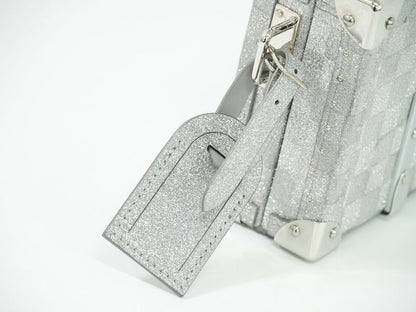 Authentic Louis Vuitton LV Damier Glitter Wallet Trunk Silver Viton Wallet Used