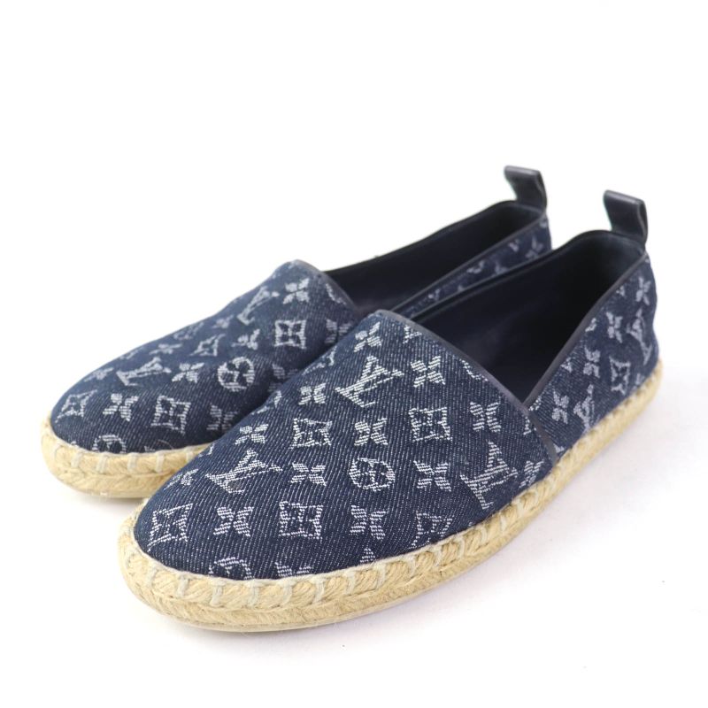 Louis Vuitton Monogram Denim Espadrille Flat Shoes Slip-on Indigo 36 Made In