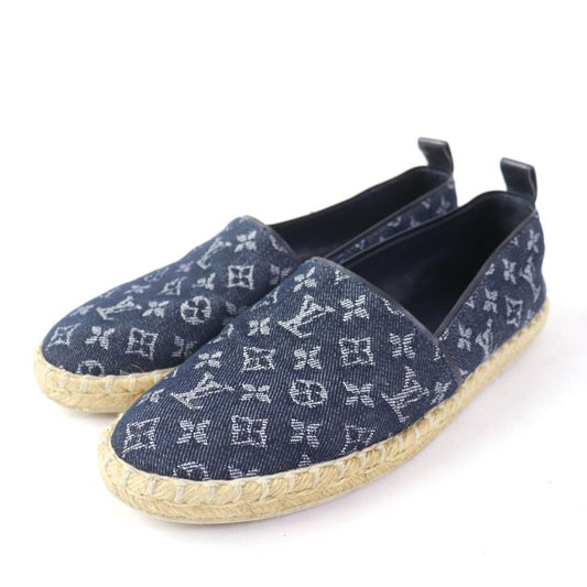 Louis Vuitton Monogram Denim Espadrille Flat Shoes Slip-on Indigo 36 Made In