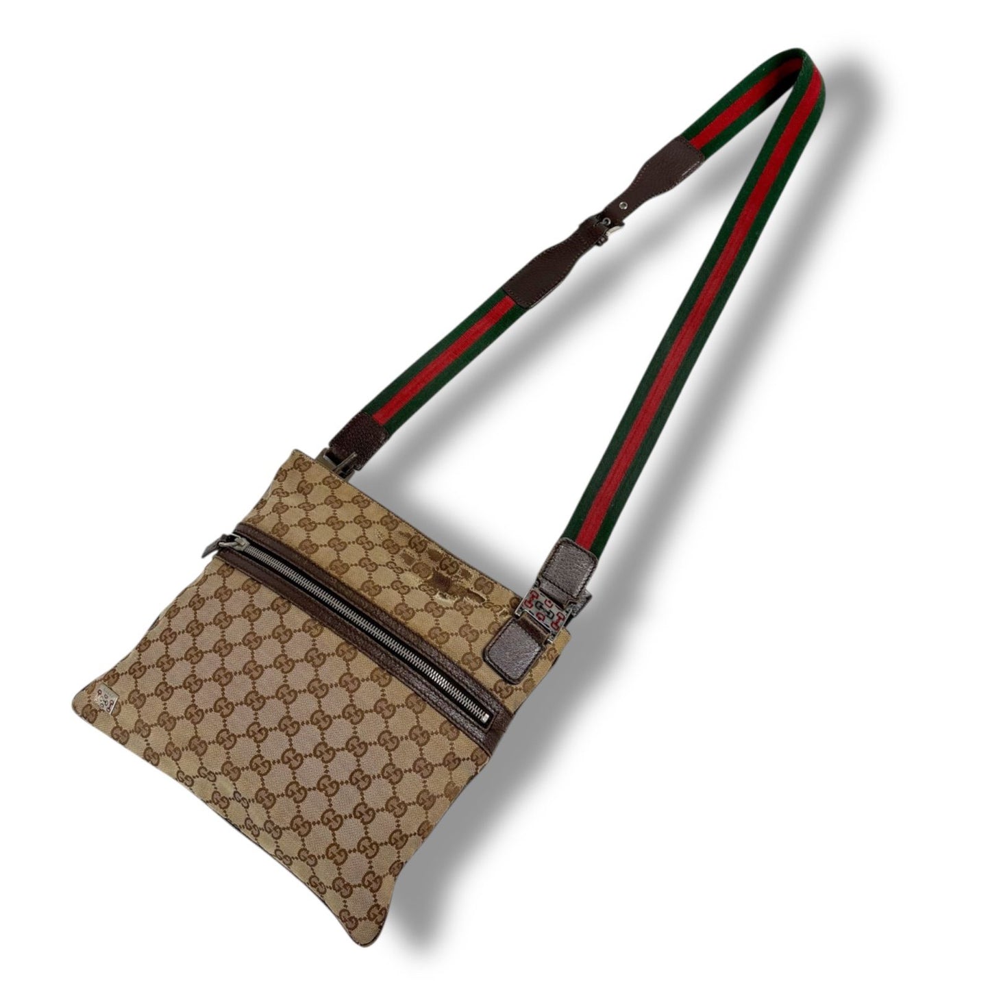 Gucci Shoulder Bag Sherry Line Gg Canvas Brown Tricolor Crossbody Bag