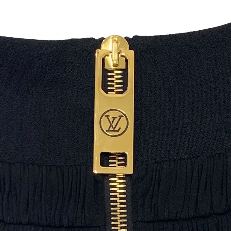 Louis Vuitton Bottoms Black Gold XXL Zipper High Waist Skirt Mini Logo