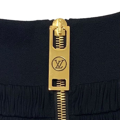 Louis Vuitton Bottoms Black Gold XXL Zipper High Waist Skirt Mini Logo
