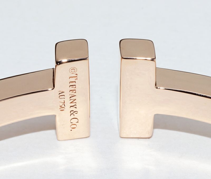 Tiffany & Co Bracelet Bangle 18K Pink Gold T Square Bracelet Extra Large