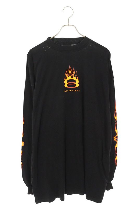Balenciaga 796917 Tqvw6 Burning Unity Logo Damaged Long Sleeve Cut And Sewn