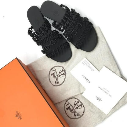 Hermes Rivage Chaine D'ancre Rubber Sandals Black 35