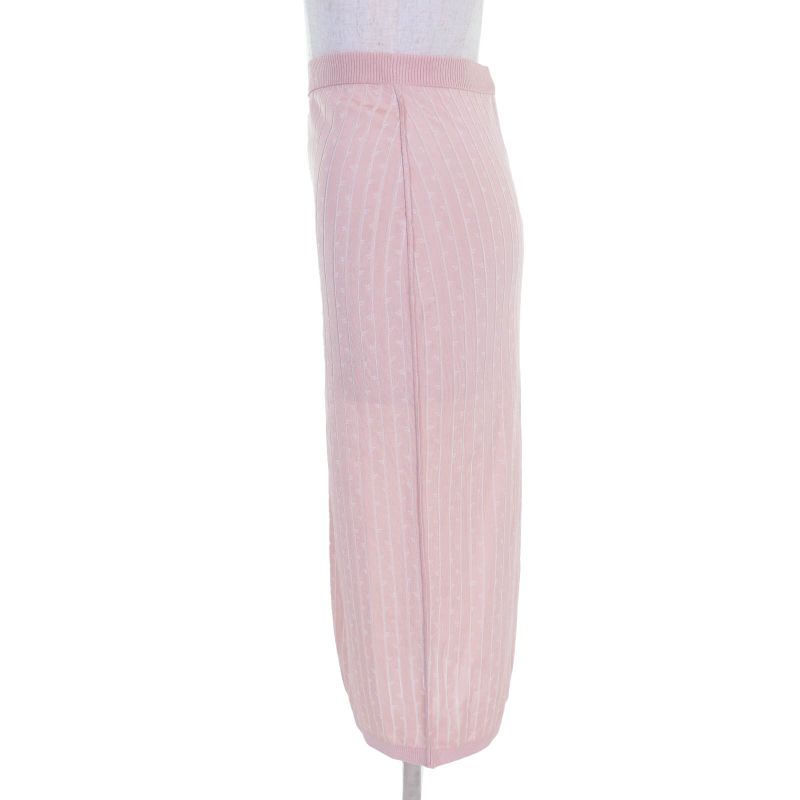 Fendi 2023 Fzq689 Logo-striped Knit Long Skirt Pink 40 Genuine