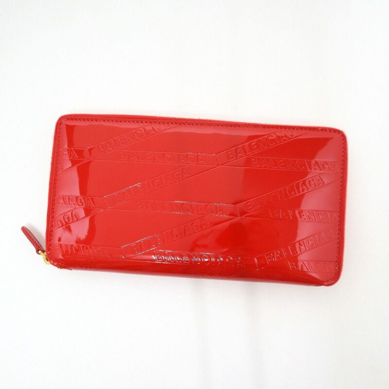 Balenciaga Wallet Patent Leather Red Gold
