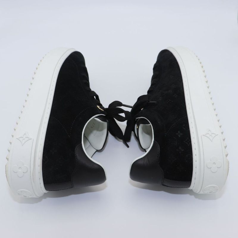 Louis Vuitton Monogram Time Outlines 23 Years Leather X Suede Sneakers Women's