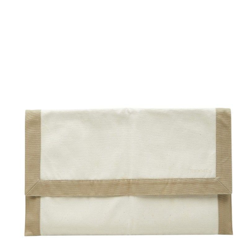 Hermes Tapidocell Clutch Ivory Beige Canvas