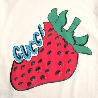 Gucci Short Sleeve T-shirt Size XS Sequin Embellishment Strawberry Cotton Crew