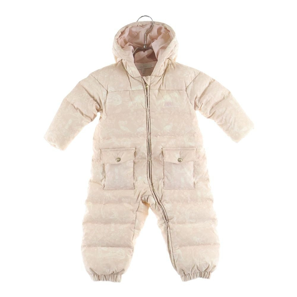 Dior Baby Toile de Jouy Allover Pattern Down Snap Button Romper Gloves