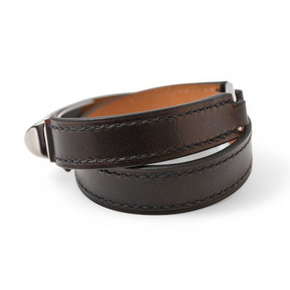 Hermes Bangle Bracelet Rival Doubletour Black Silver XS Size — view 8