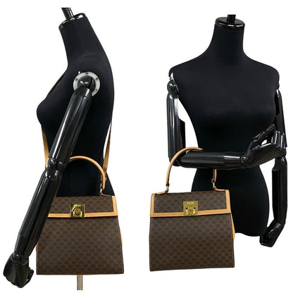 Celine Macadam Blason Triomphe Pattern Logo Ring Hardware Leather 2-Way