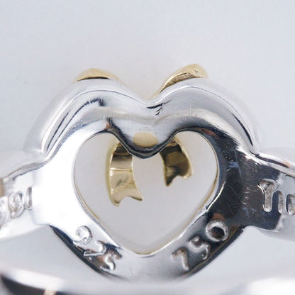 Tiffany & Co Heart Ribbon Silver 925 X 18K Yellow Gold #7.5 Ladies 2.9g Ring