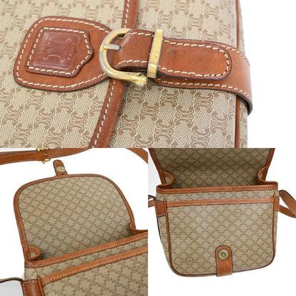 Celine Shoulder Bag Macadam Pattern Beige Leather 30ka807