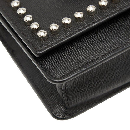 Fendi Carlito Studded Chain Shoulder Bag Wallet Bag 8m0346 Black Leather Women