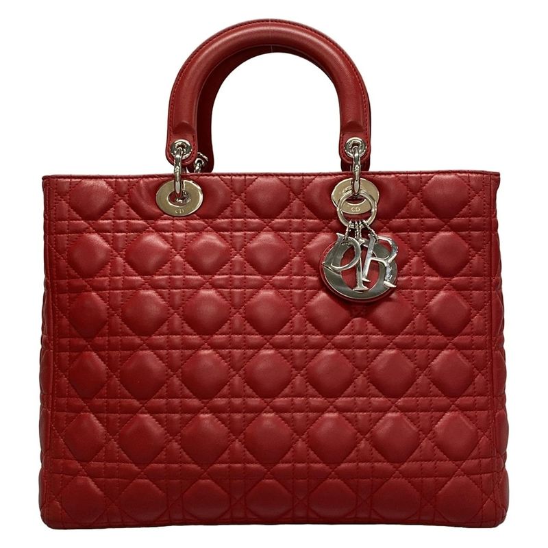 Dior/christian Dior Handbag Lady Dior Large Bag Red Leather