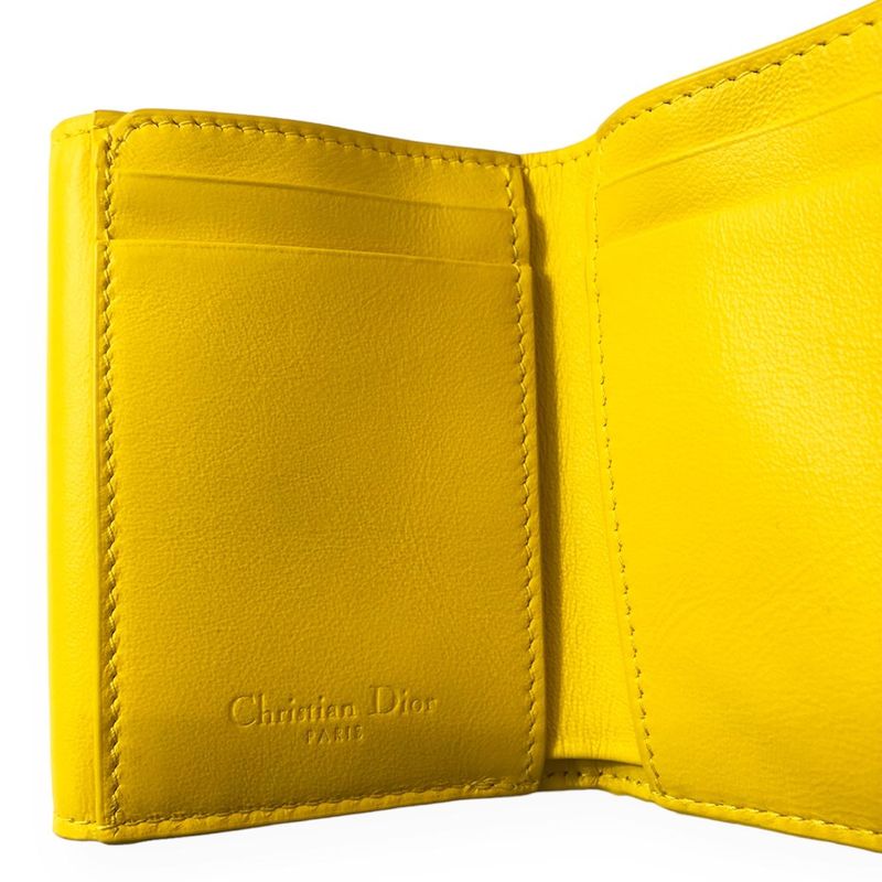 Dior Lady Lotus Wallet Cannage Patent Calfskin Trifold Handbag