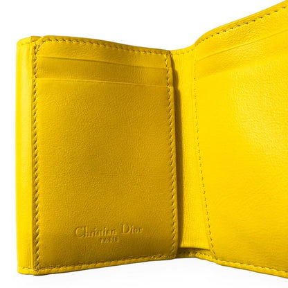 Dior Lady Lotus Wallet Cannage Patent Calfskin Trifold Handbag
