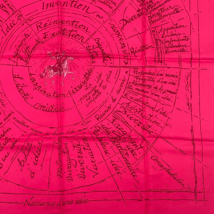 Hermes Carre 90 Dea's Birth Silk Scarf Pink