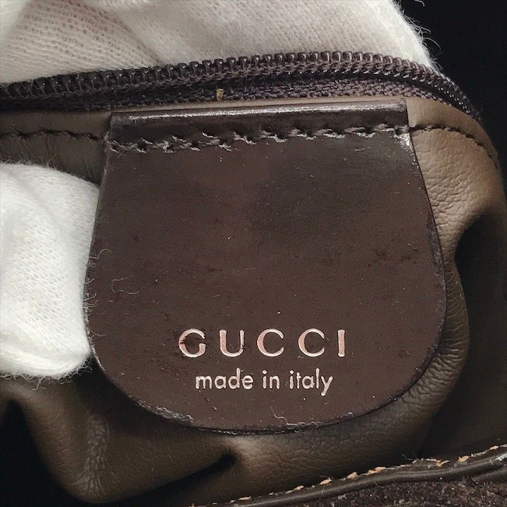 Gucci Suede Triple Zipper Vintage Shoulder Bag Brown