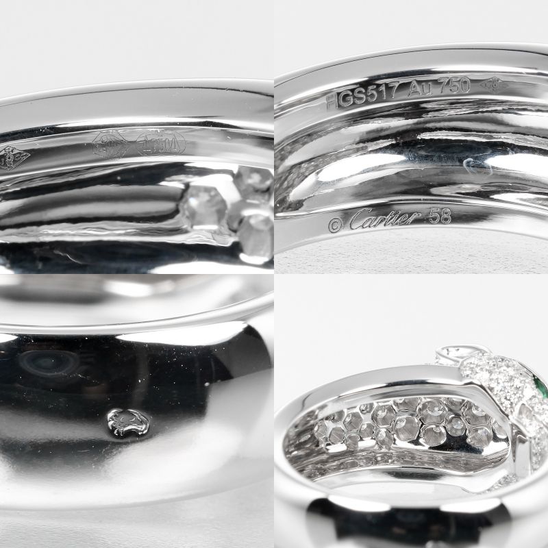 Cartier Panthère 18kwhite Gold × Diamonds × Emerald #18 Ladies 15.94g Ring