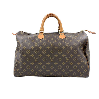 Louis Vuitton Speedy 40 Monogram Leather Brown Handbag Gold