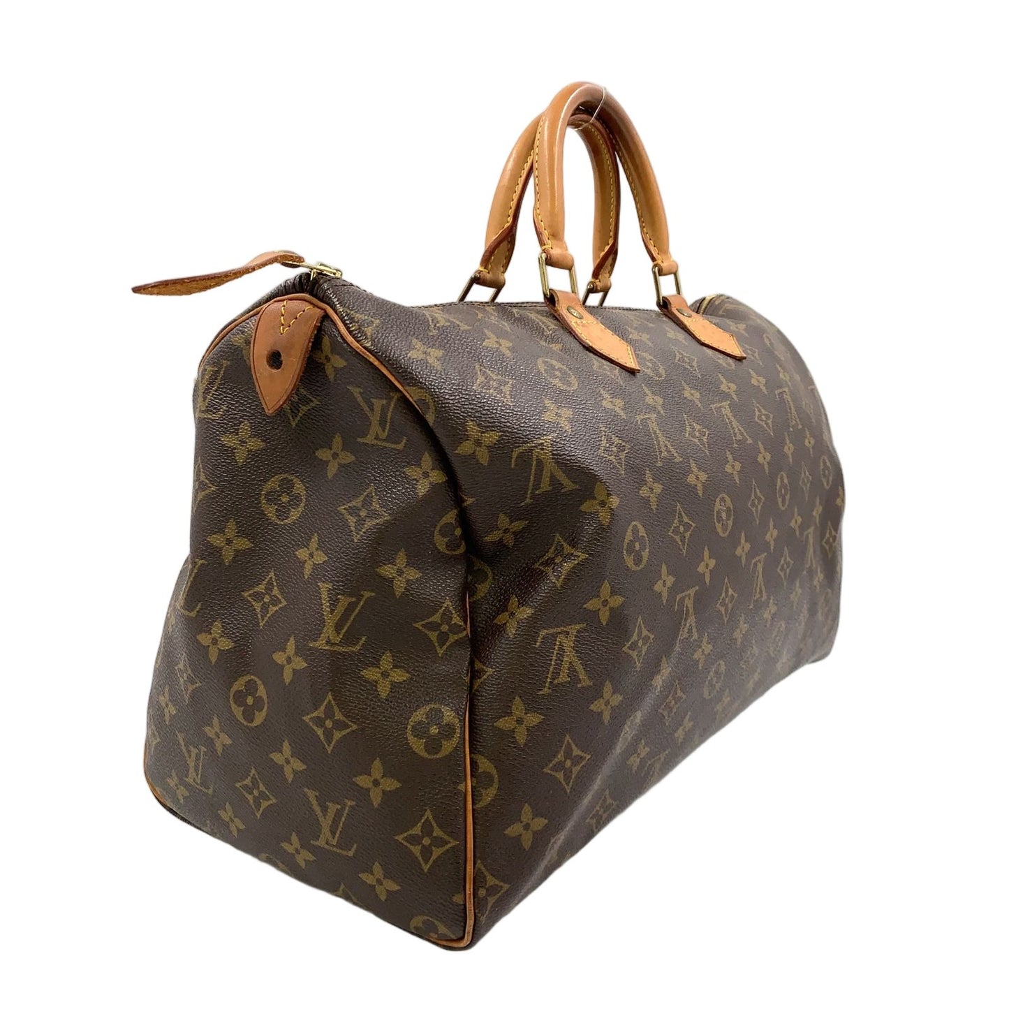 Louis Vuitton Speedy 40 Monogram Leather Brown Handbag Gold — view 2