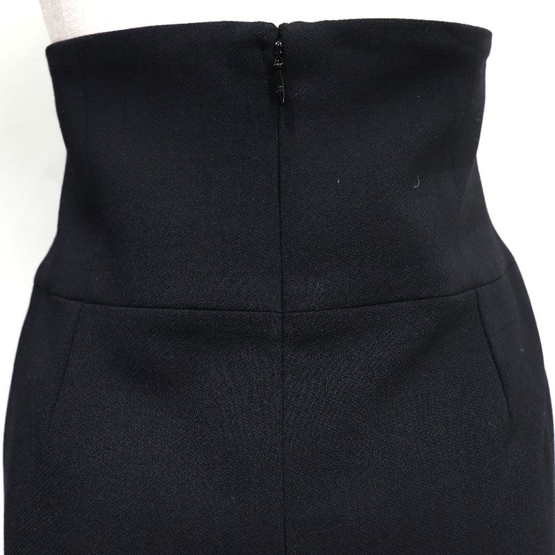 Chanel Tight High Waist 08A P33857v12627 Wool Black Women's Skirt